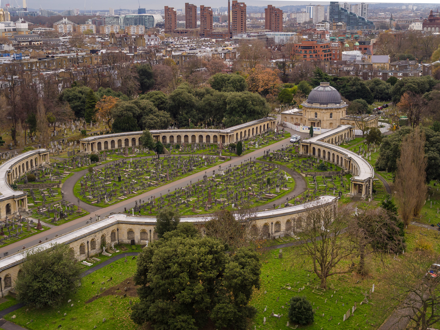 Brompton Cemetery aerial view