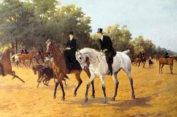 Painting of horse riders on Rotten Row by Thomas Blinks c.1900