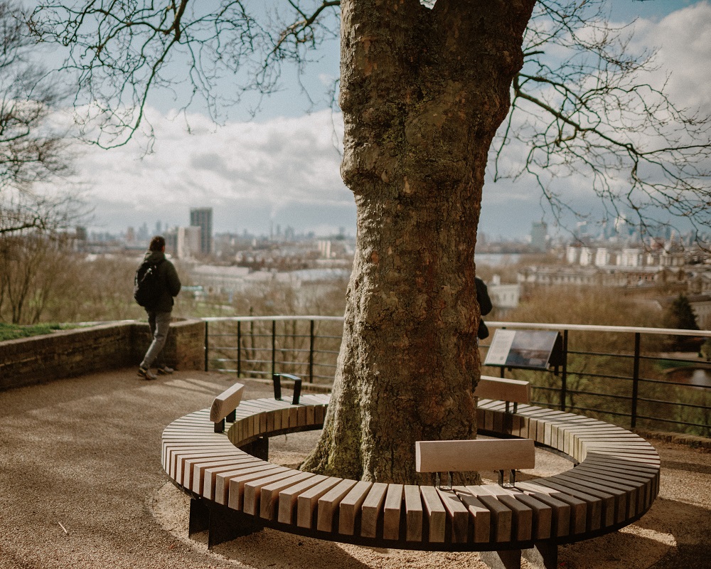 A view of the new wooden seating at One Tree Hill