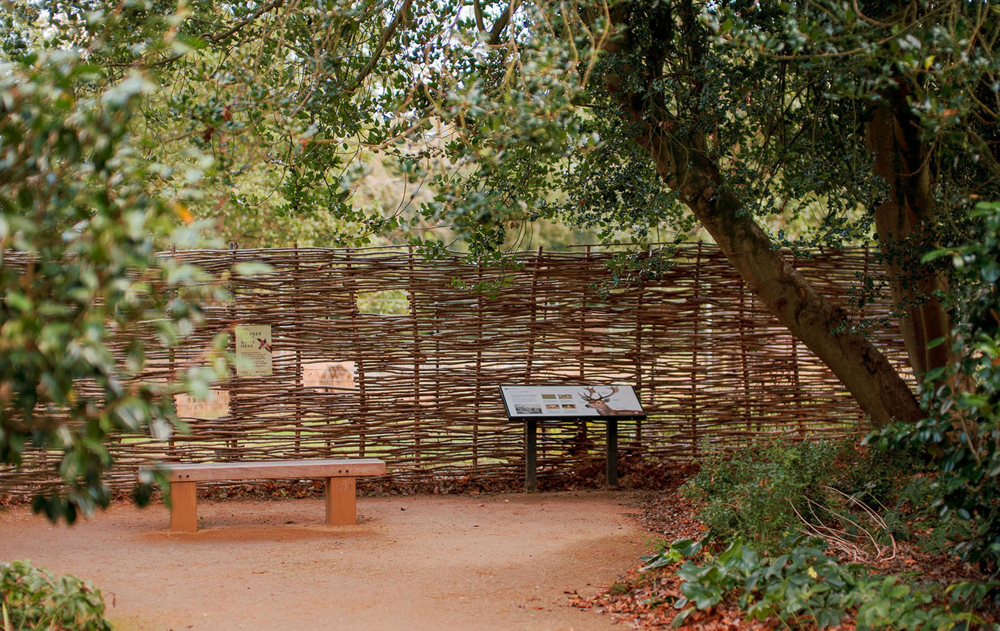 Seating and information by a deer enclosure