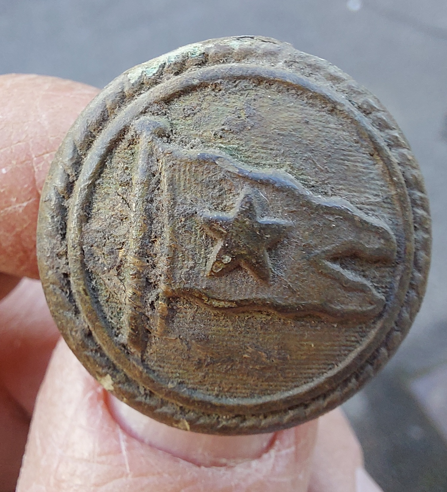 A find from the dig at the Keeper's Cottage - a White Star Line button