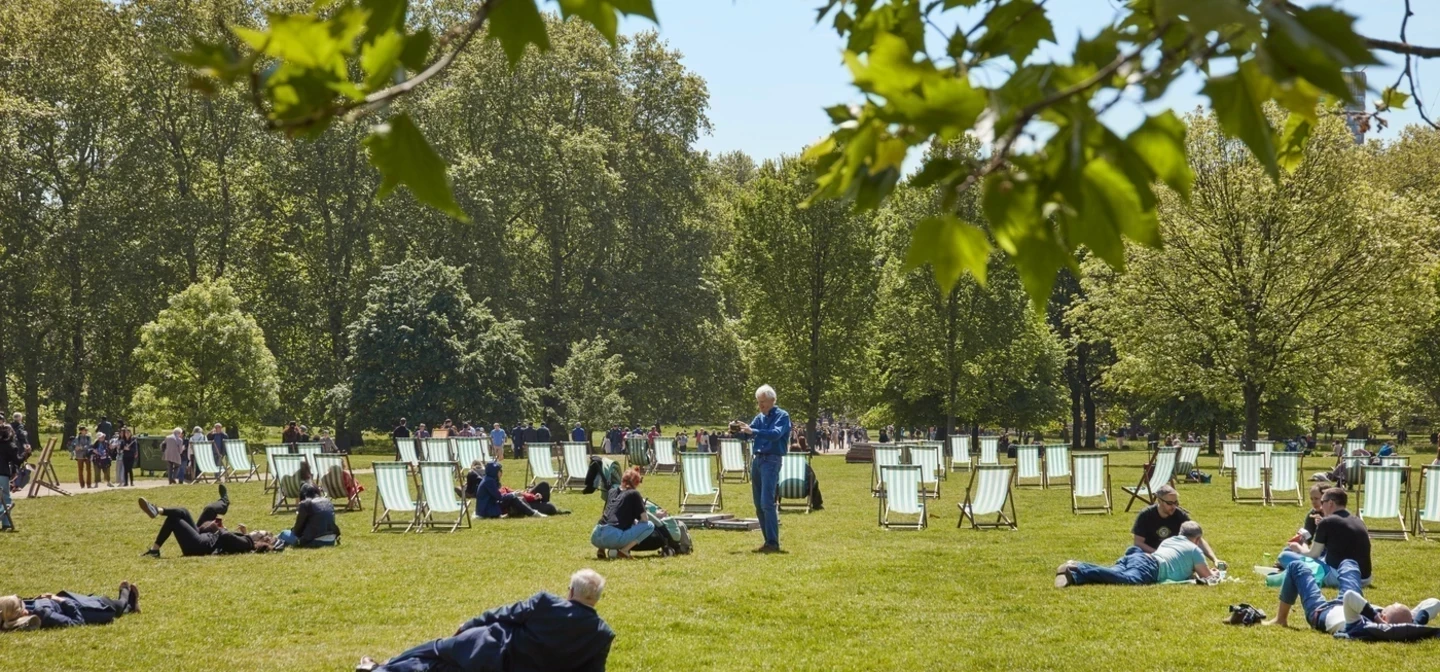 Visitors enjoying the sunshine at The Green Park