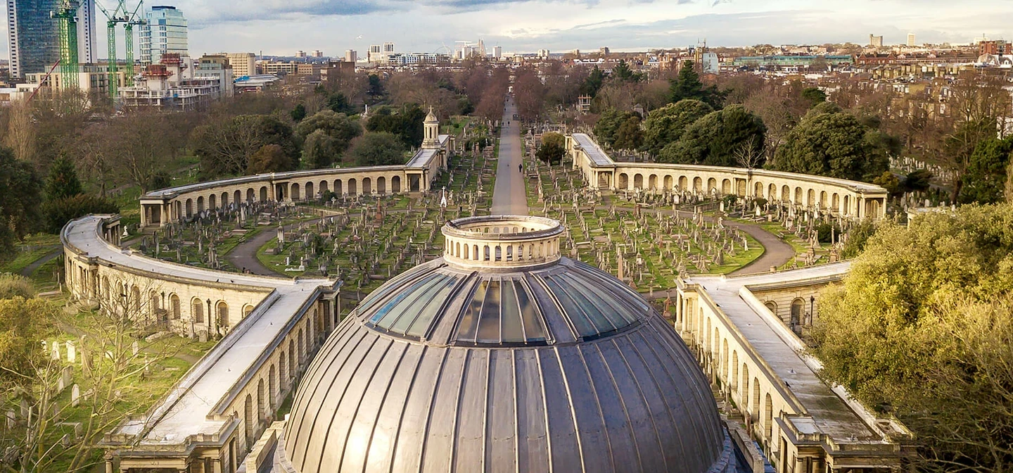 Aerial view of Great Circle and chapel dome