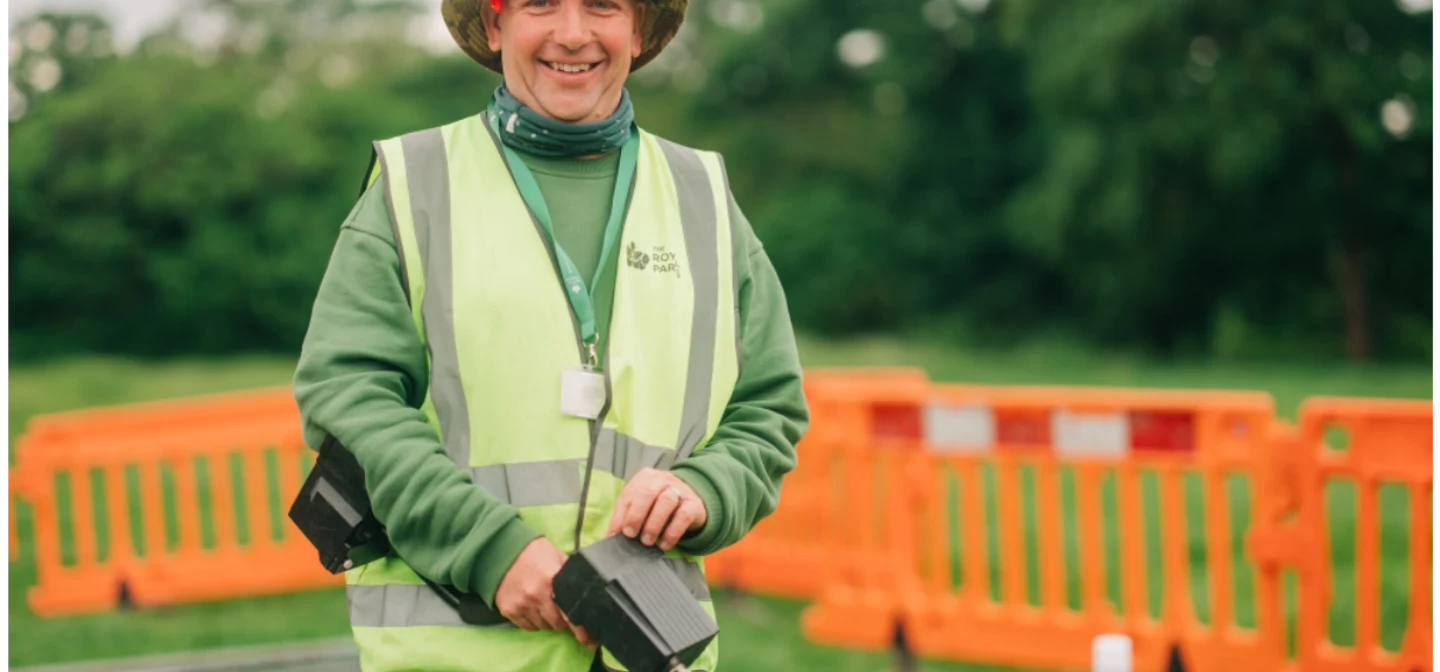 A photo of Community Archaeologist Andrew Mayfield on a dig site in Greenwich Park