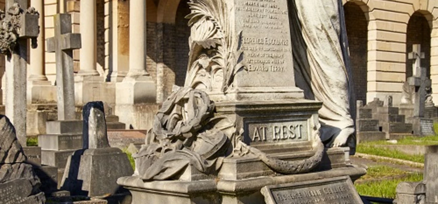 A bust of Gus originally topped this exuberant monument.