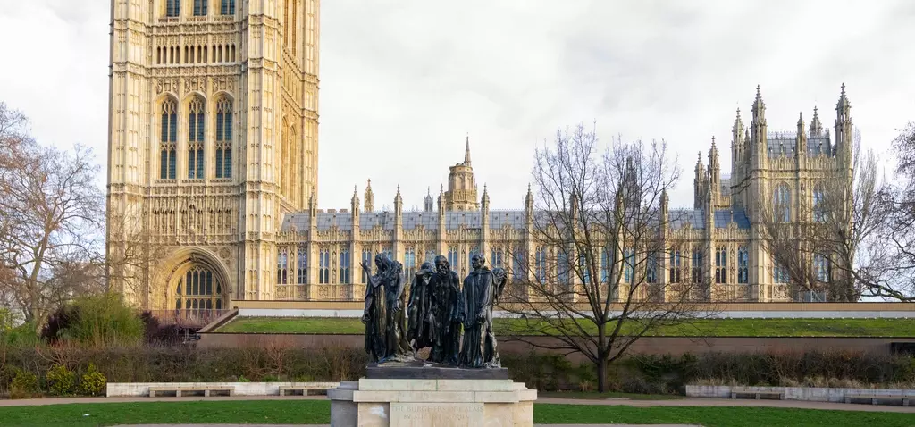 View of Houses of Parliament from Victoria Tower Gardens