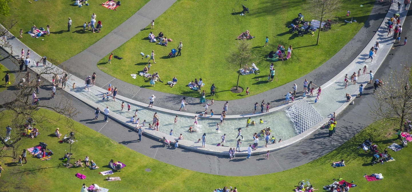 Aerial photo of the Diana Memorial Fountain, Hyde Park