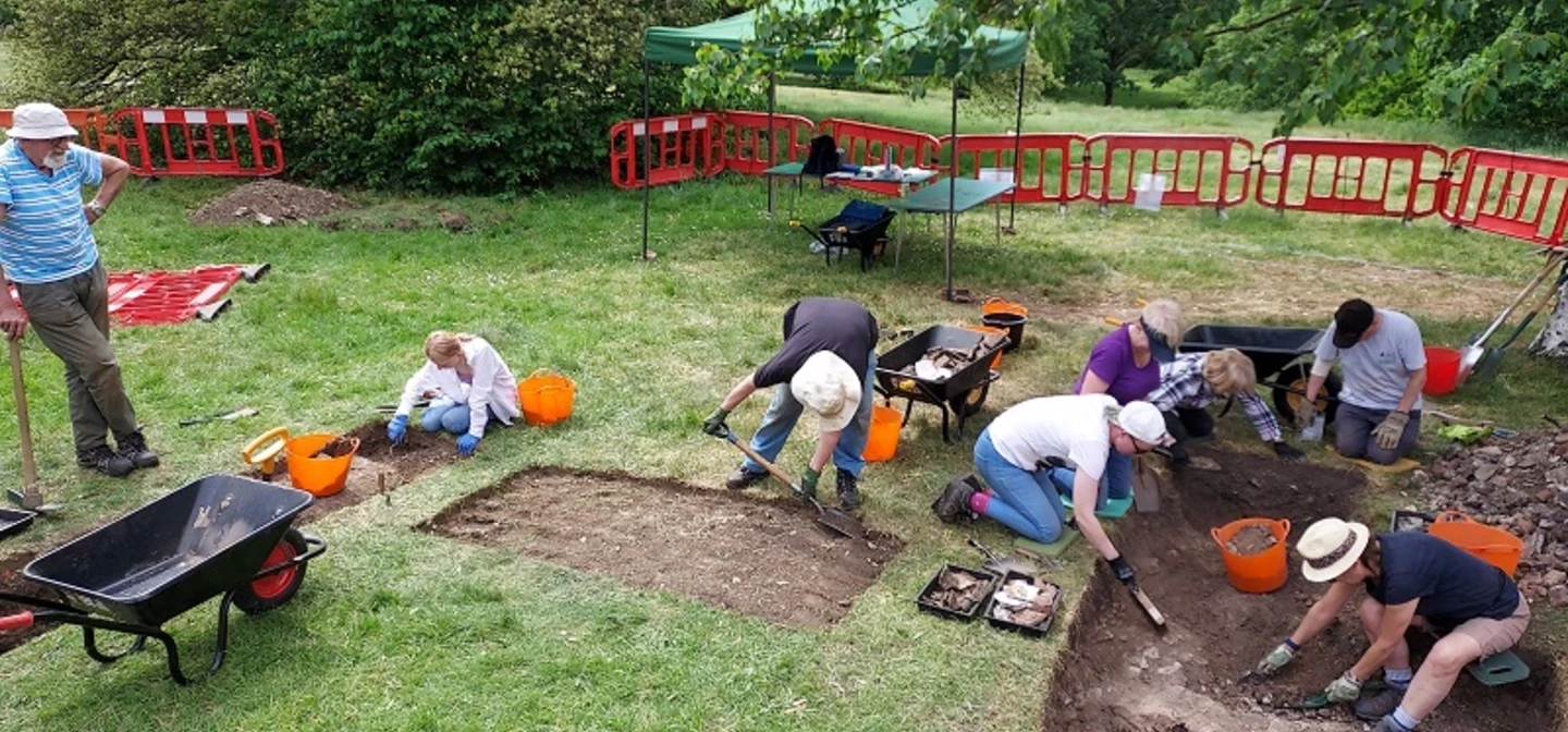 Day two Archaeology dig team at the Magnetic observatory in Greenwich Park