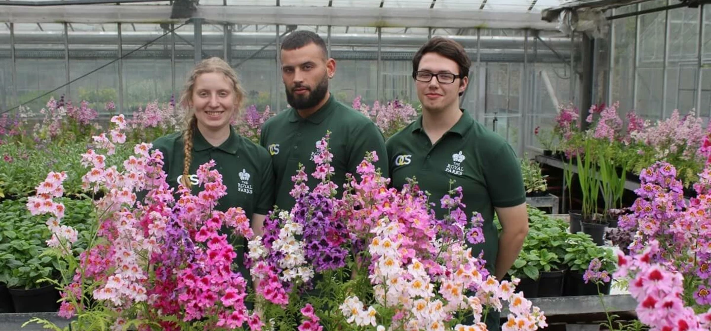 Royal Parks apprentices Verity, Brent and Bradley