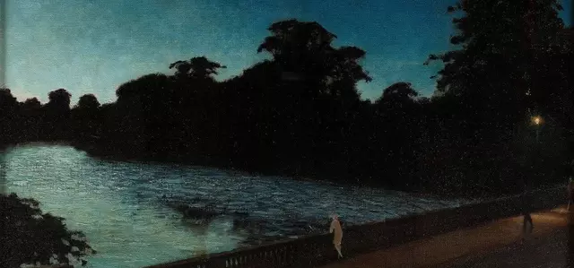 Yoshio Markino, Hyde Park from the Serpentine Bridge, c. 1910 