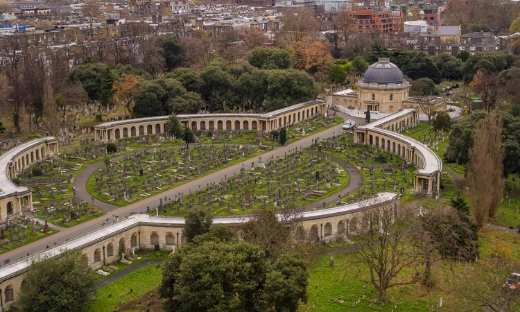 Brompton Cemetery aerial view