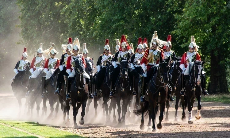 The Life Guards of the British Household Cavalry (HCav) Mounted Regiment in Hyde Park