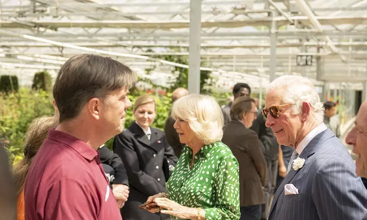 The Prince of Wales and Duchess of Cornwall meet staff in the Hyde Park supernursery
