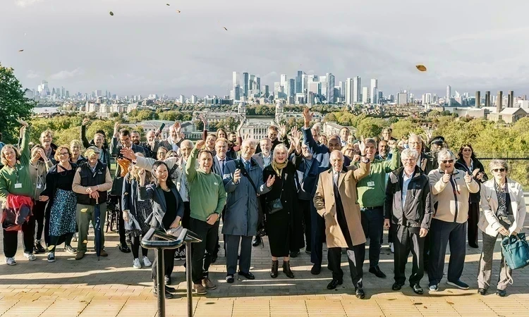 Project stakeholders celebrate the Greenwich Park Revealed project at the Wolfe viewpoint