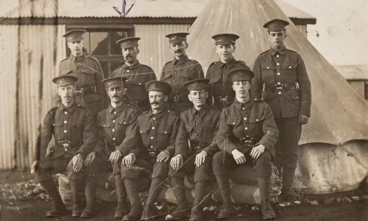 Hori Tribe and his fellow servicemen – the arrow indicates Hori, second from left in the back row