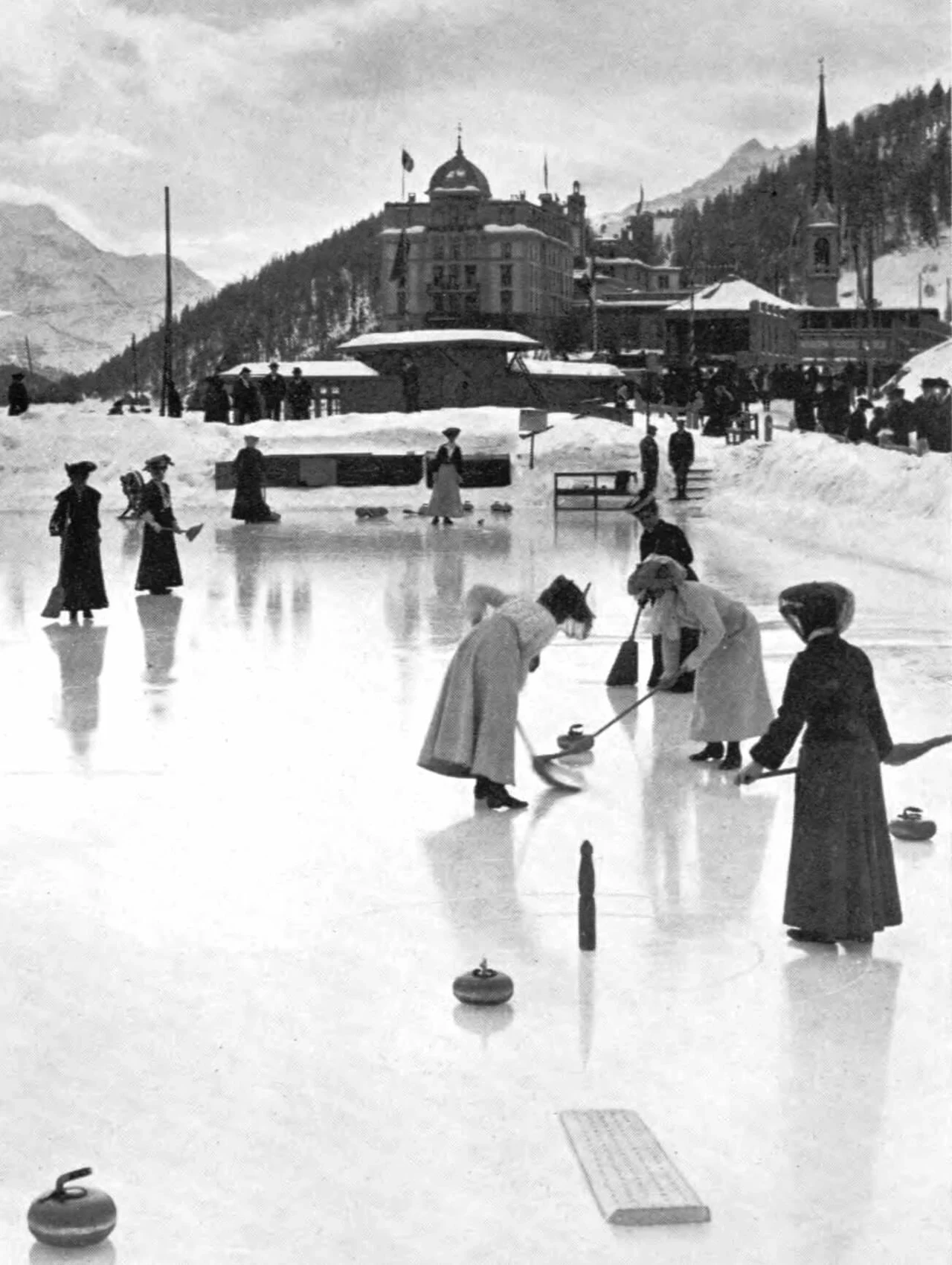 Elizabeth le Blond enjoying winter sports in St Moritz