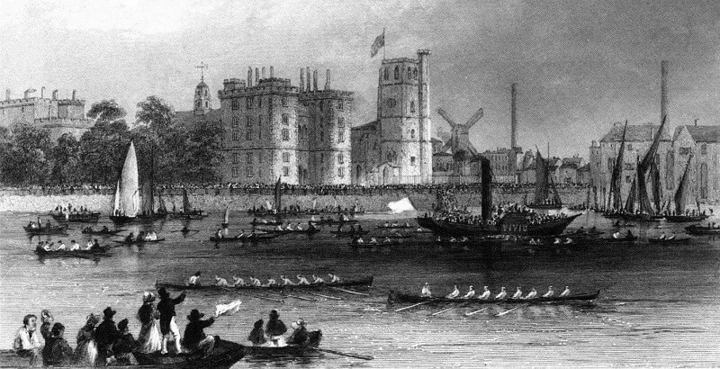 The Oxford and Cambridge Boat Race in 1841, a year after Robert first became involved as a coach.