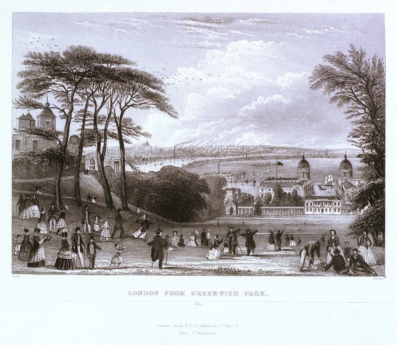 Painting of London from Greenwich Park by H. Mandeville, 1833