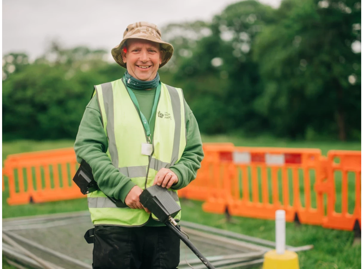 A photo of Community Archaeologist Andrew Mayfield on a dig site in Greenwich Park