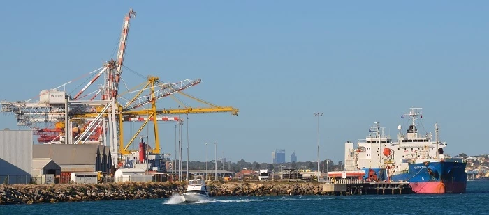 Fremantle port and the city of Perth today.