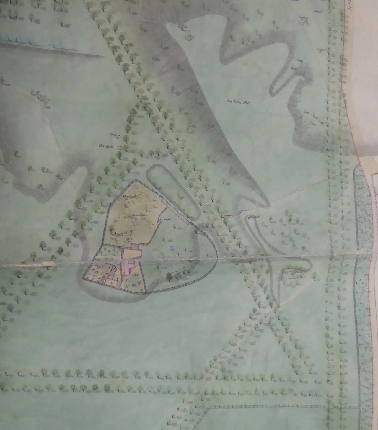 Map from 1840 showing the Old Keeper's Cottage